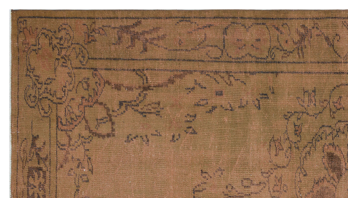 Brown Over Dyed Vintage Rug 5&#39;5&#39;&#39; x 9&#39;8&#39;&#39; ft 164 x 294 cm