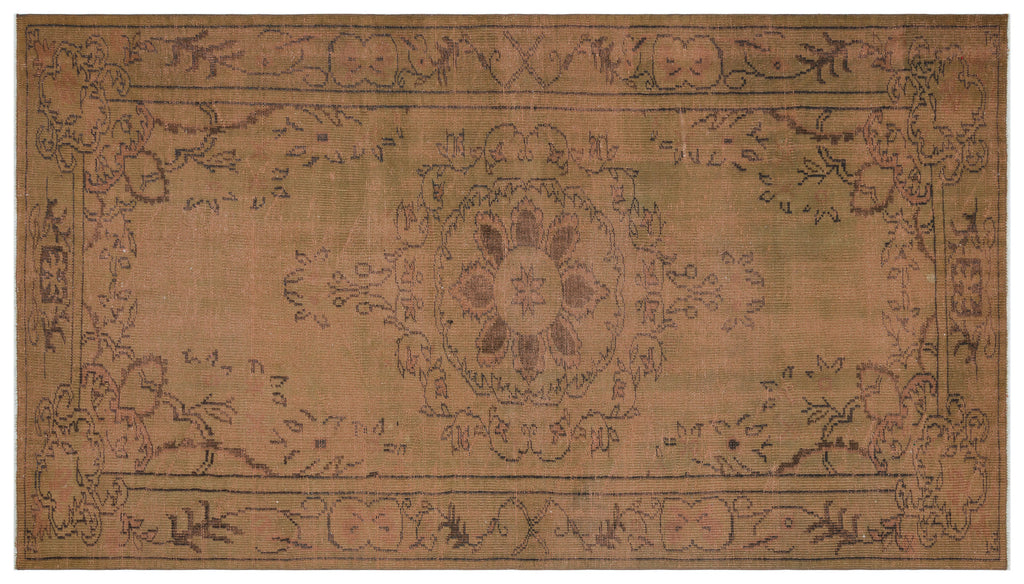 Brown Over Dyed Vintage Rug 5'5'' x 9'8'' ft 164 x 294 cm