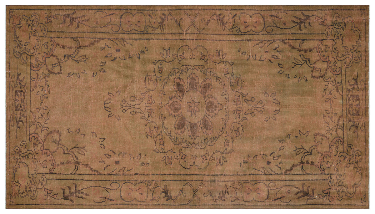 Brown Over Dyed Vintage Rug 5&#39;5&#39;&#39; x 9&#39;8&#39;&#39; ft 164 x 294 cm