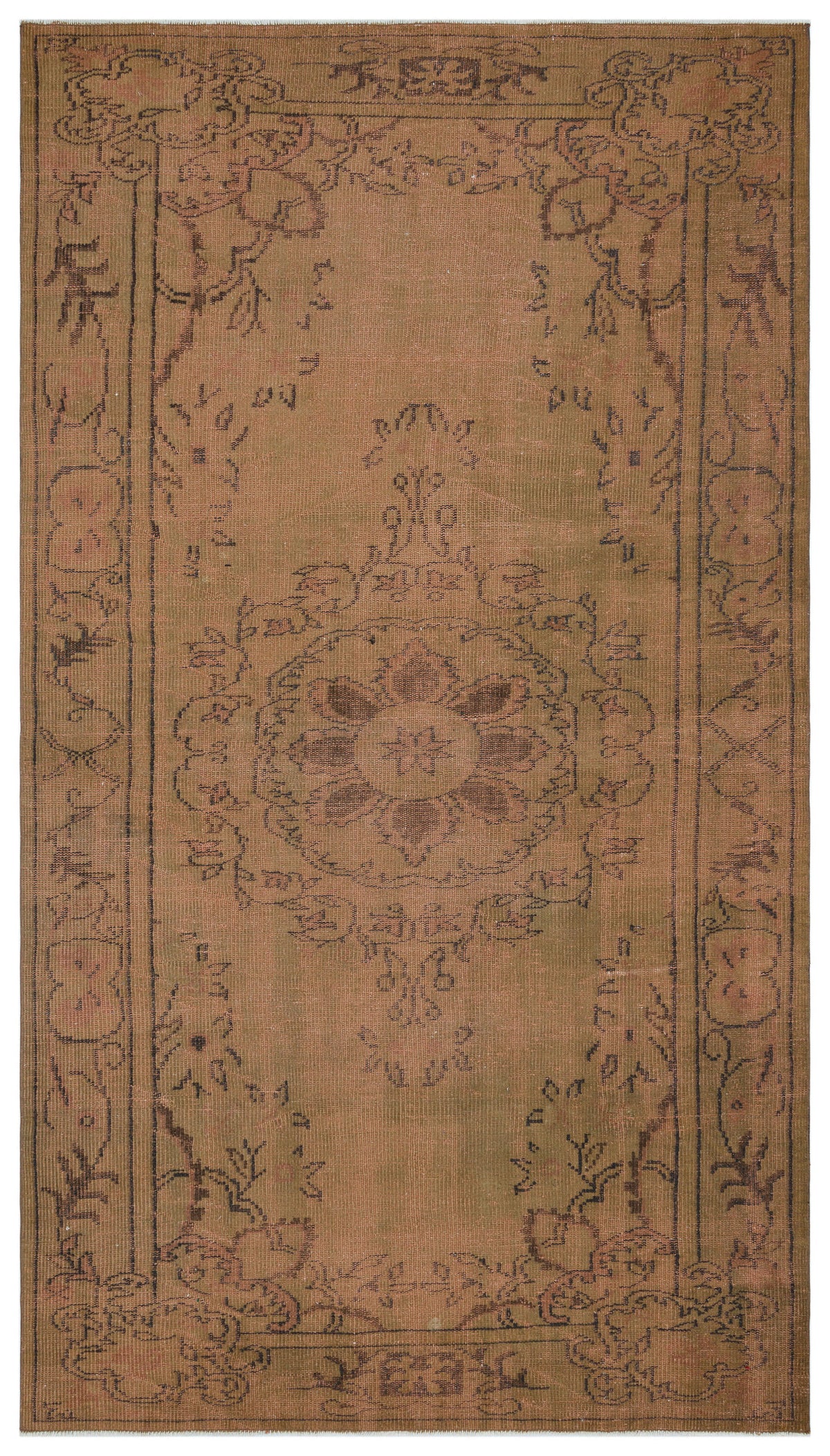 Brown Over Dyed Vintage Rug 5&#39;5&#39;&#39; x 9&#39;8&#39;&#39; ft 164 x 294 cm