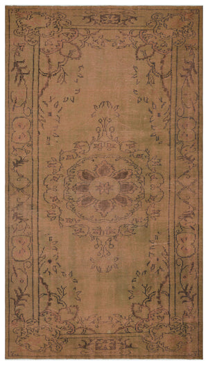 Brown Over Dyed Vintage Rug 5'5'' x 9'8'' ft 164 x 294 cm