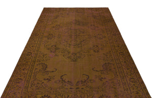 Brown Over Dyed Vintage Rug 5'3'' x 7'9'' ft 159 x 236 cm
