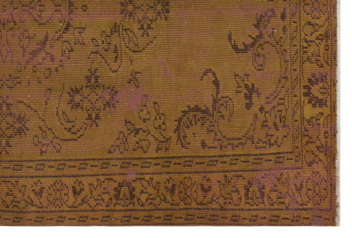 Brown Over Dyed Vintage Rug 5&#39;3&#39;&#39; x 7&#39;9&#39;&#39; ft 159 x 236 cm