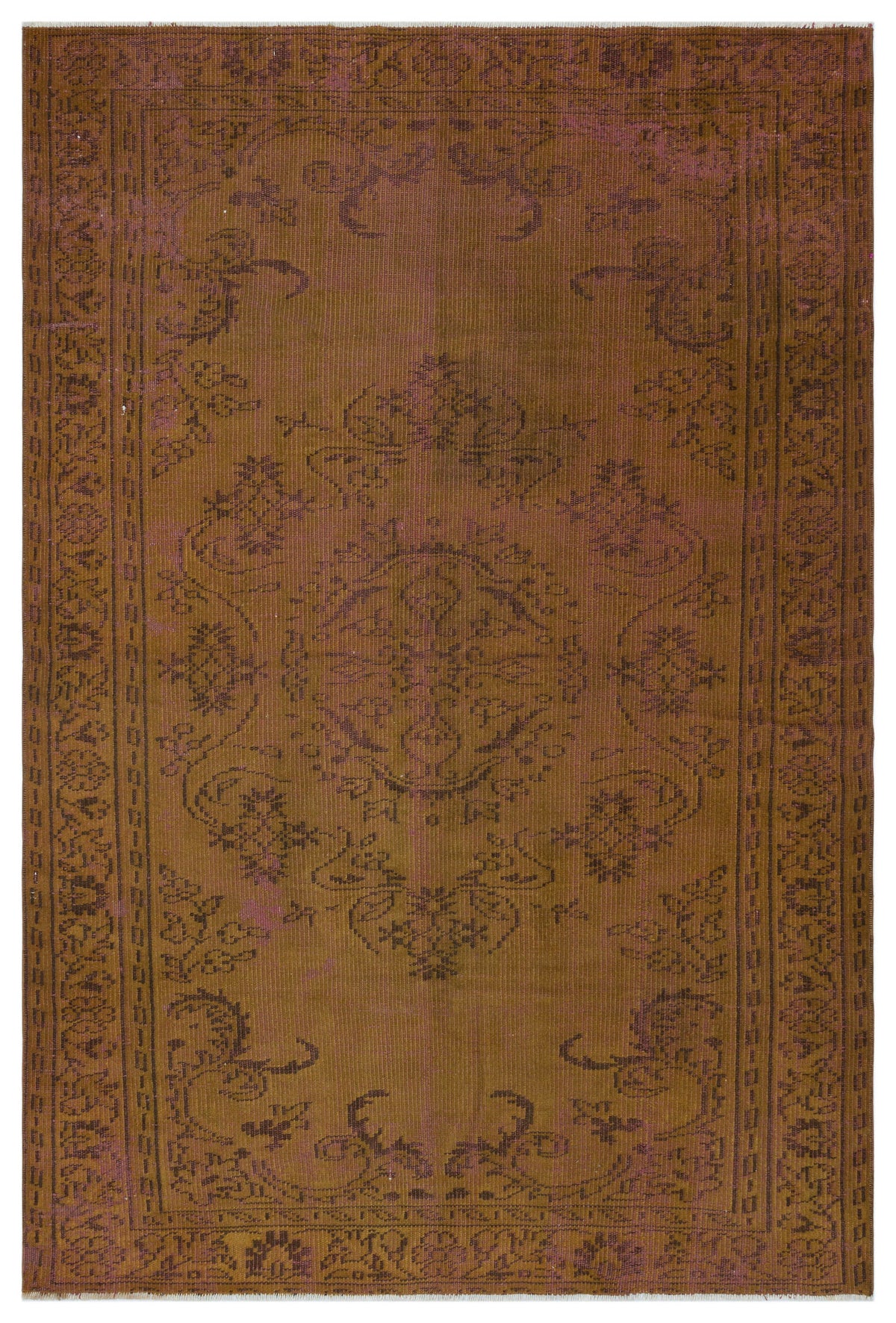 Brown Over Dyed Vintage Rug 5&#39;3&#39;&#39; x 7&#39;9&#39;&#39; ft 159 x 236 cm