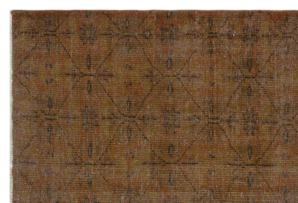 Brown Over Dyed Vintage Rug 5&#39;3&#39;&#39; x 7&#39;10&#39;&#39; ft 160 x 239 cm