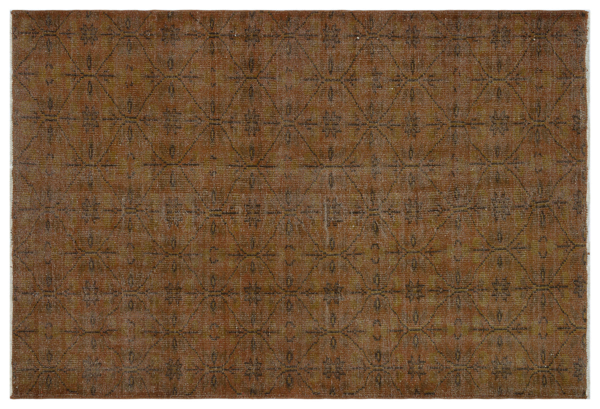 Brown Over Dyed Vintage Rug 5&#39;3&#39;&#39; x 7&#39;10&#39;&#39; ft 160 x 239 cm