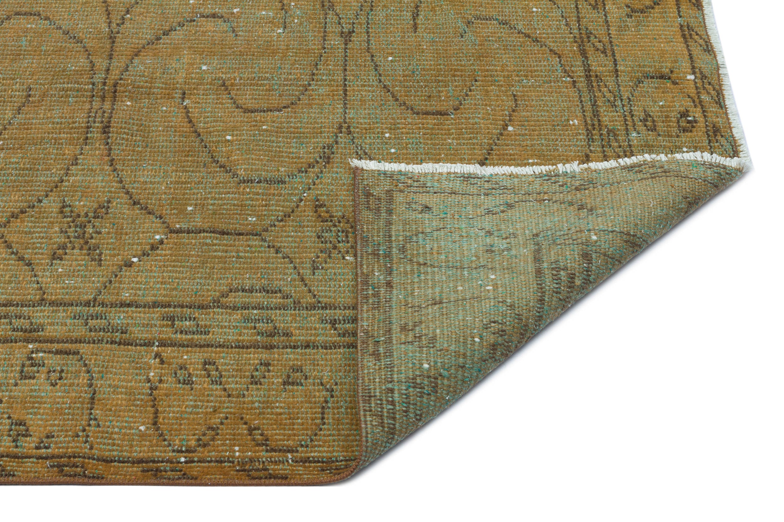 Brown Over Dyed Vintage Rug 5'5'' x 8'11'' ft 165 x 272 cm