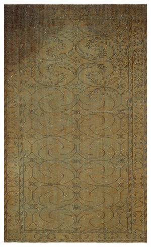 Brown Over Dyed Vintage Rug 5'5'' x 8'11'' ft 165 x 272 cm
