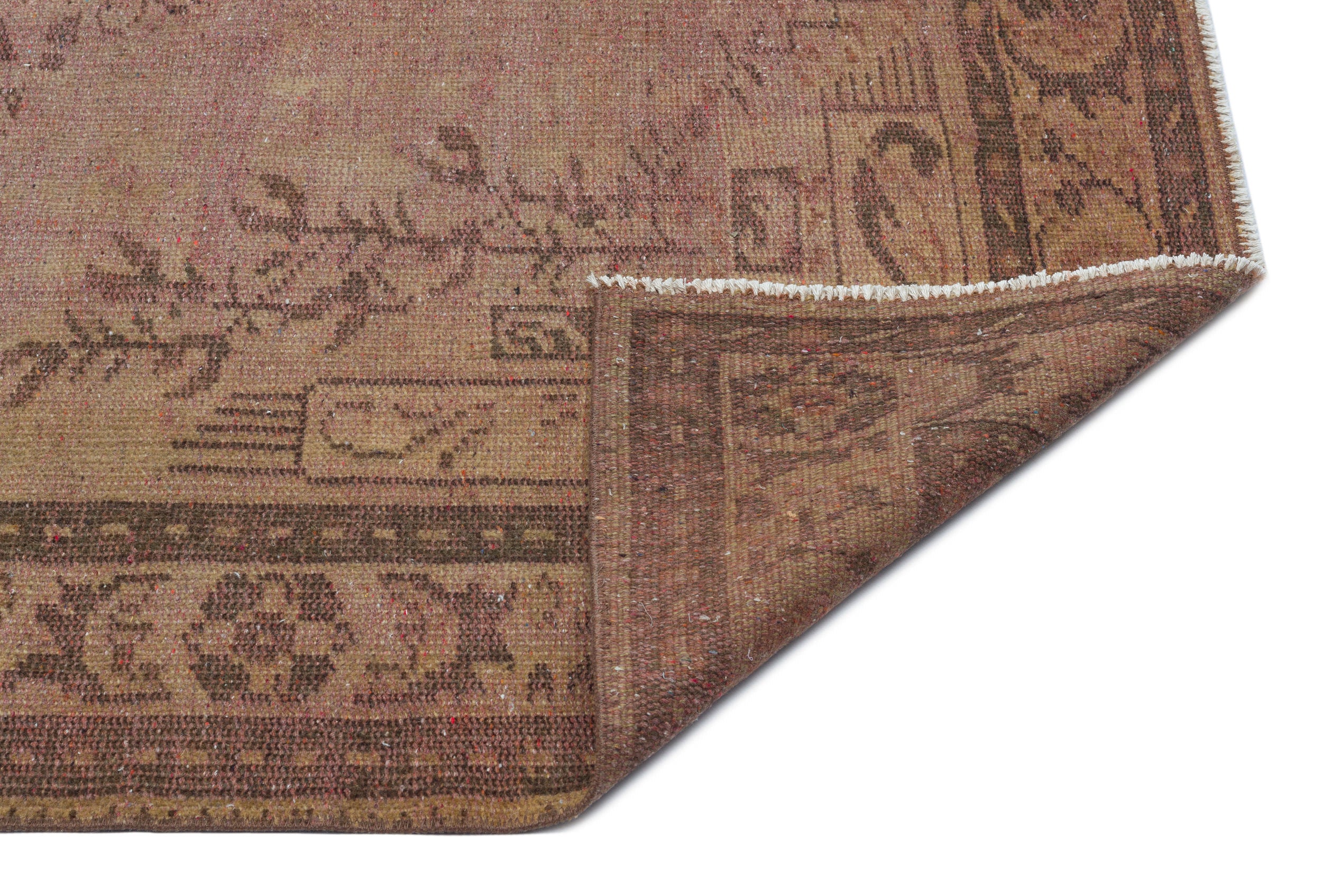 Brown Over Dyed Vintage Rug 4'11'' x 9'3'' ft 149 x 282 cm