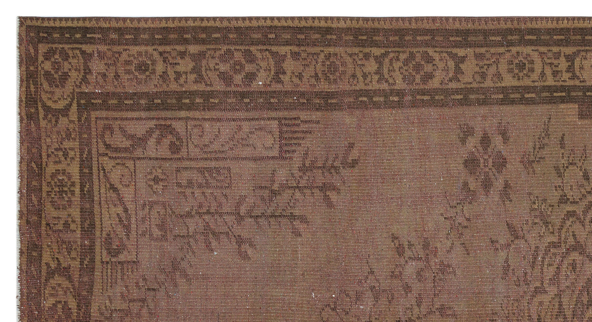 Brown Over Dyed Vintage Rug 4&#39;11&#39;&#39; x 9&#39;3&#39;&#39; ft 149 x 282 cm