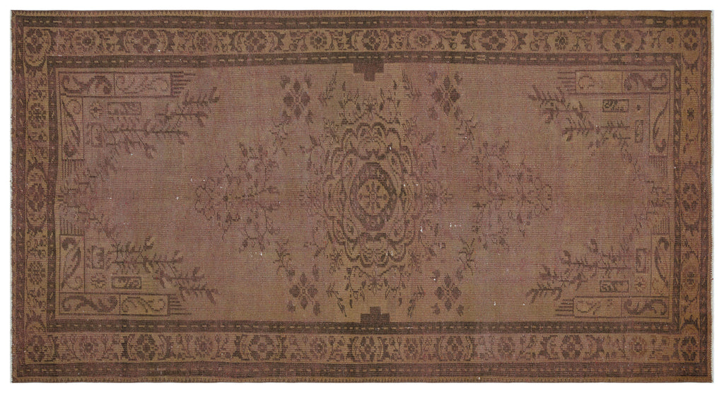 Brown Over Dyed Vintage Rug 4'11'' x 9'3'' ft 149 x 282 cm