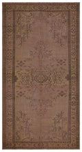 Brown Over Dyed Vintage Rug 4'11'' x 9'3'' ft 149 x 282 cm