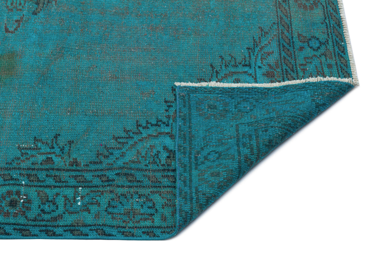 Turquoise  Over Dyed Vintage Rug 5&#39;2&#39;&#39; x 9&#39;0&#39;&#39; ft 157 x 275 cm