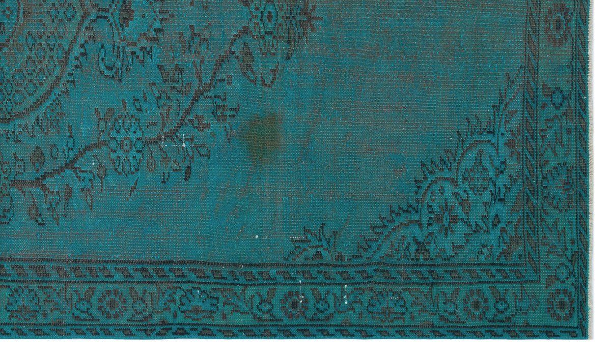 Turquoise  Over Dyed Vintage Rug 5&#39;2&#39;&#39; x 9&#39;0&#39;&#39; ft 157 x 275 cm