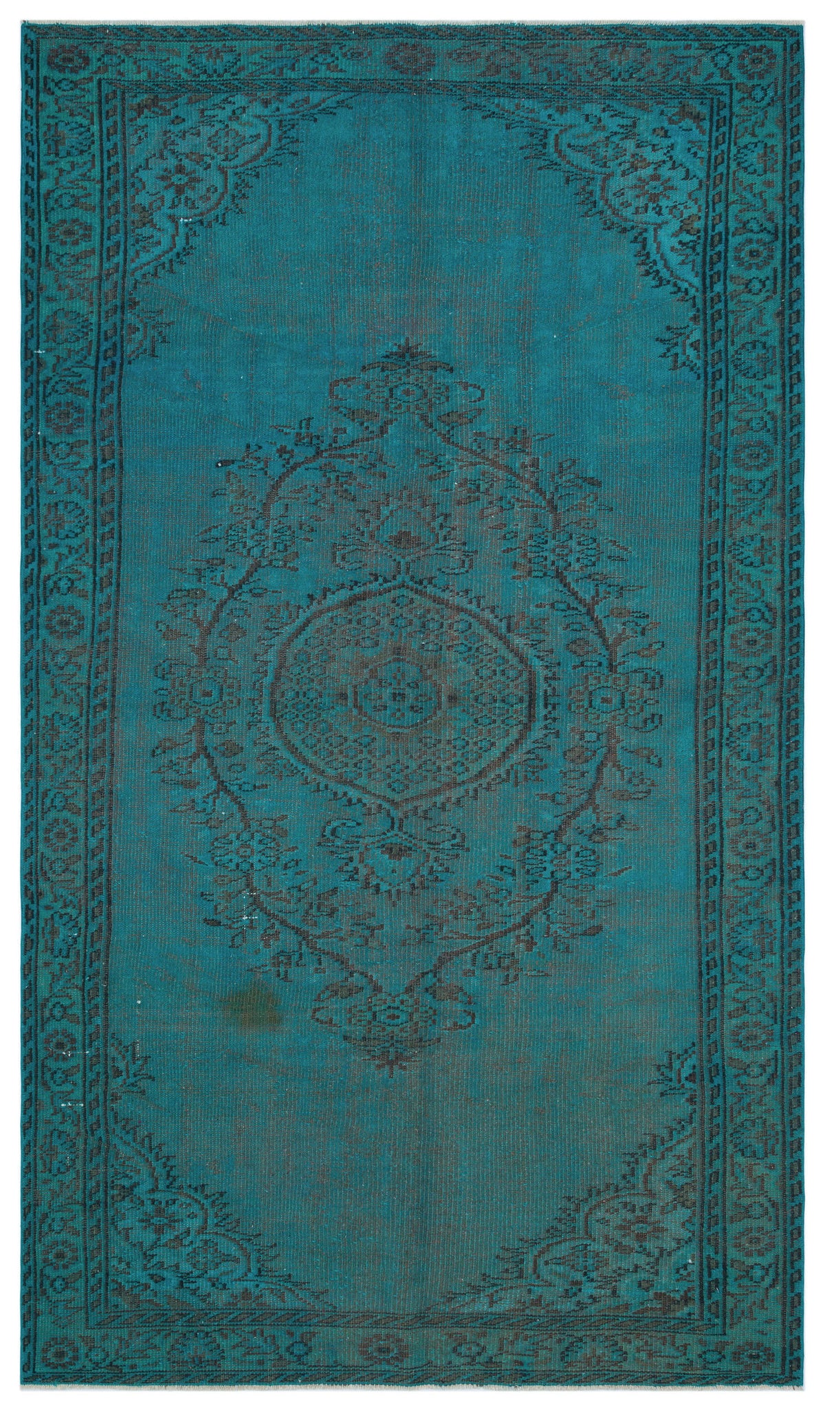 Turquoise  Over Dyed Vintage Rug 5&#39;2&#39;&#39; x 9&#39;0&#39;&#39; ft 157 x 275 cm