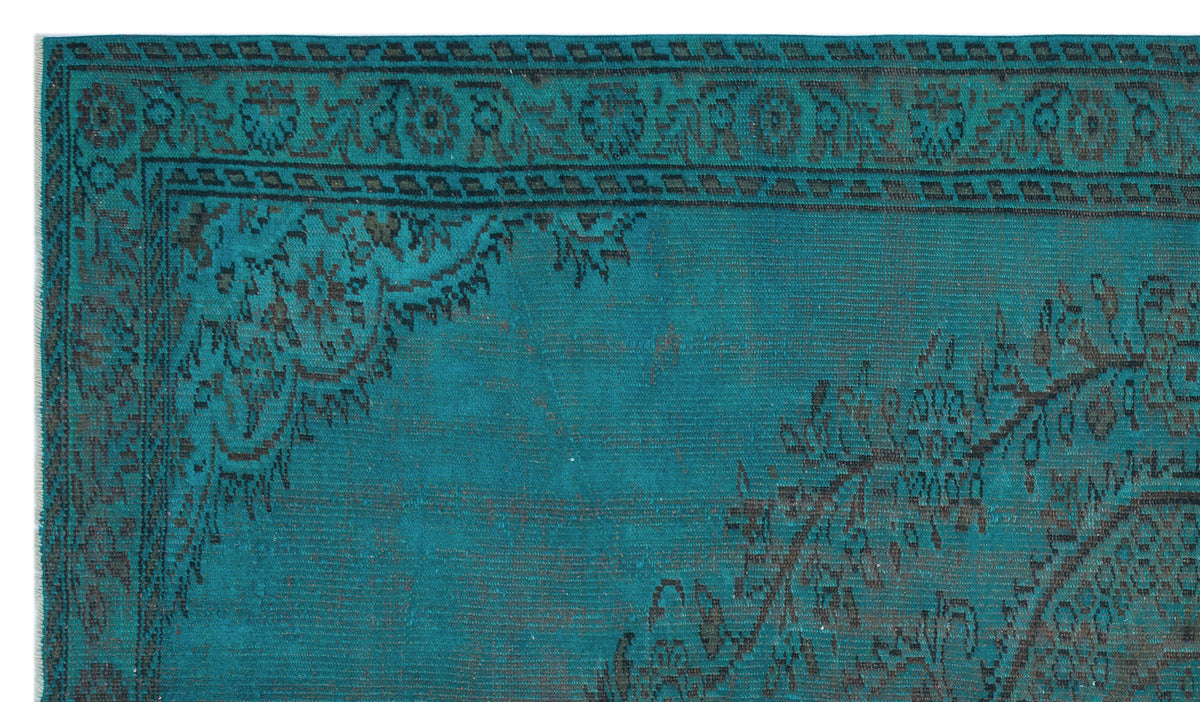 Turquoise  Over Dyed Vintage Rug 5&#39;2&#39;&#39; x 9&#39;0&#39;&#39; ft 157 x 275 cm