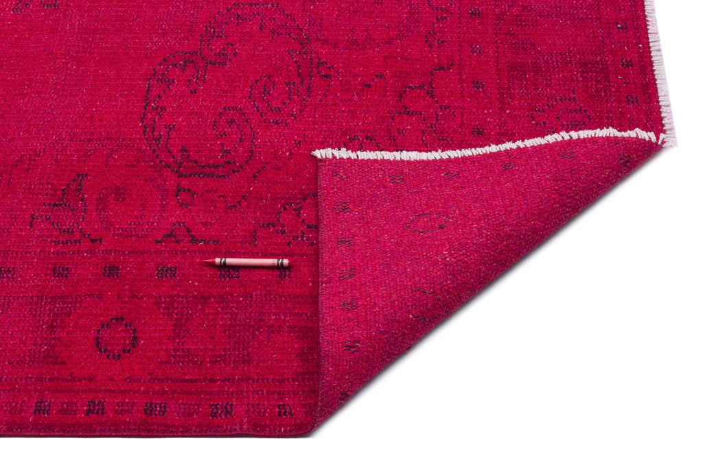 Red Over Dyed Vintage Rug 5'7'' x 9'1'' ft 170 x 277 cm