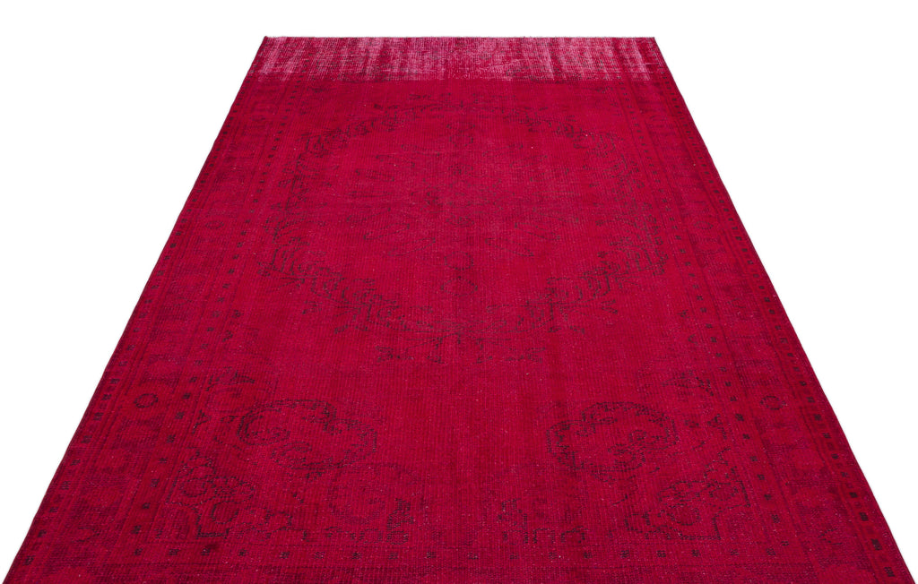 Red Over Dyed Vintage Rug 5'7'' x 9'1'' ft 170 x 277 cm