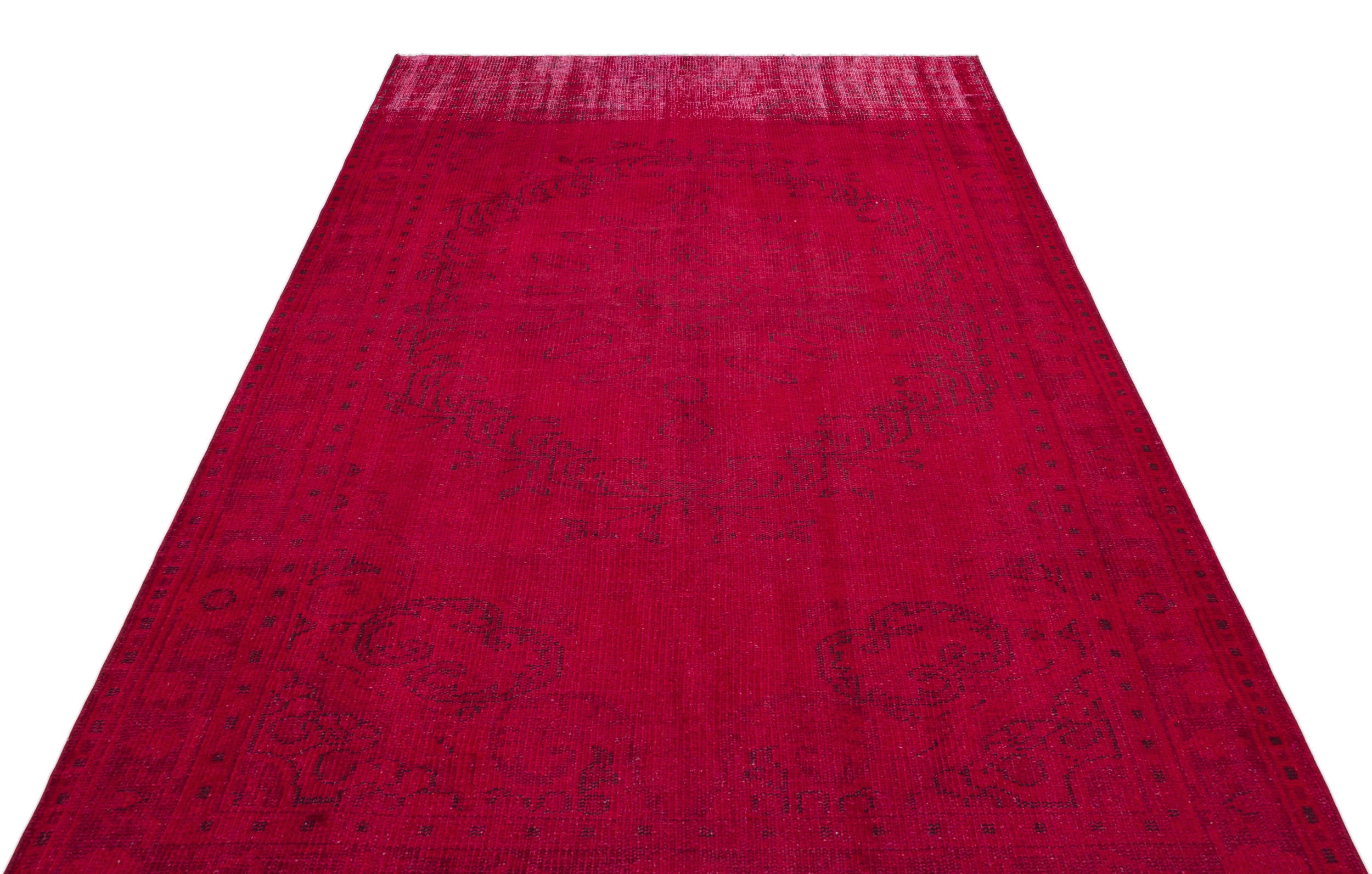 Red Over Dyed Vintage Rug 5'7'' x 9'1'' ft 170 x 277 cm