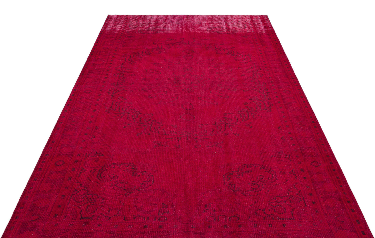 Red Over Dyed Vintage Rug 5&#39;7&#39;&#39; x 9&#39;1&#39;&#39; ft 170 x 277 cm