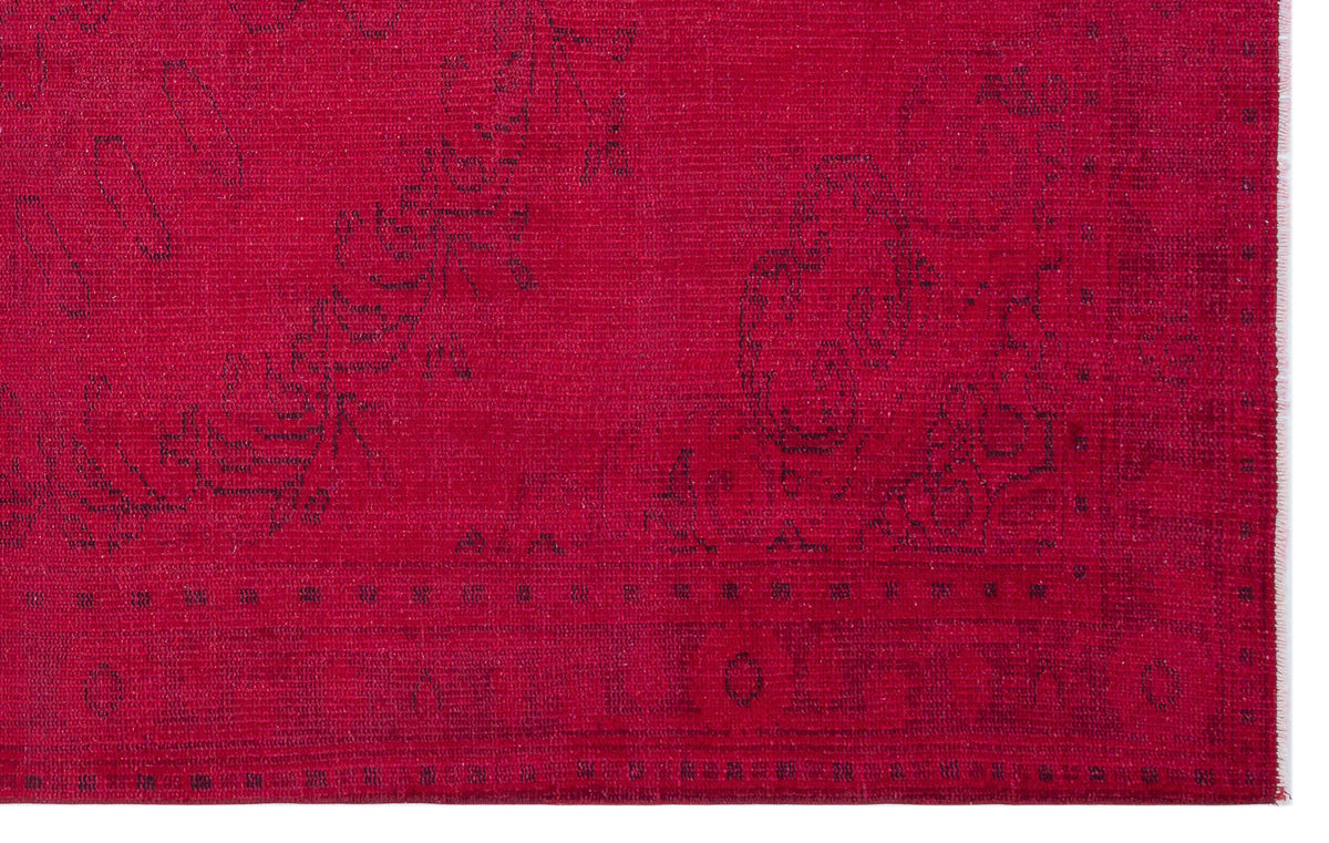 Red Over Dyed Vintage Rug 5&#39;7&#39;&#39; x 9&#39;1&#39;&#39; ft 170 x 277 cm