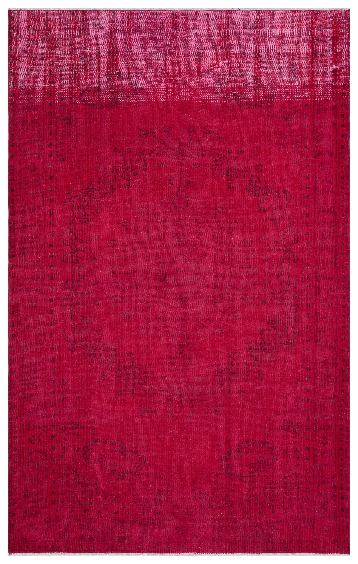 Red Over Dyed Vintage Rug 5&#39;7&#39;&#39; x 9&#39;1&#39;&#39; ft 170 x 277 cm