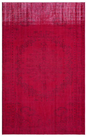 Red Over Dyed Vintage Rug 5'7'' x 9'1'' ft 170 x 277 cm