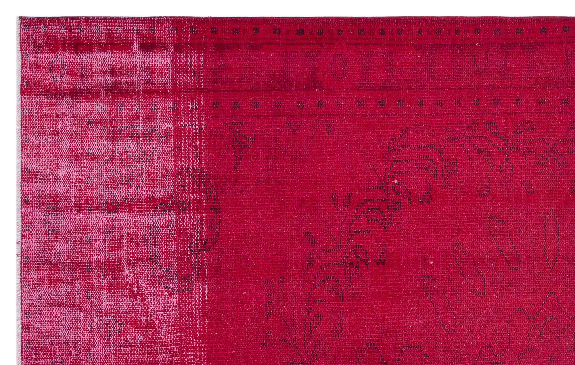 Red Over Dyed Vintage Rug 5'7'' x 9'1'' ft 170 x 277 cm
