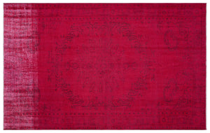 Red Over Dyed Vintage Rug 5'7'' x 9'1'' ft 170 x 277 cm