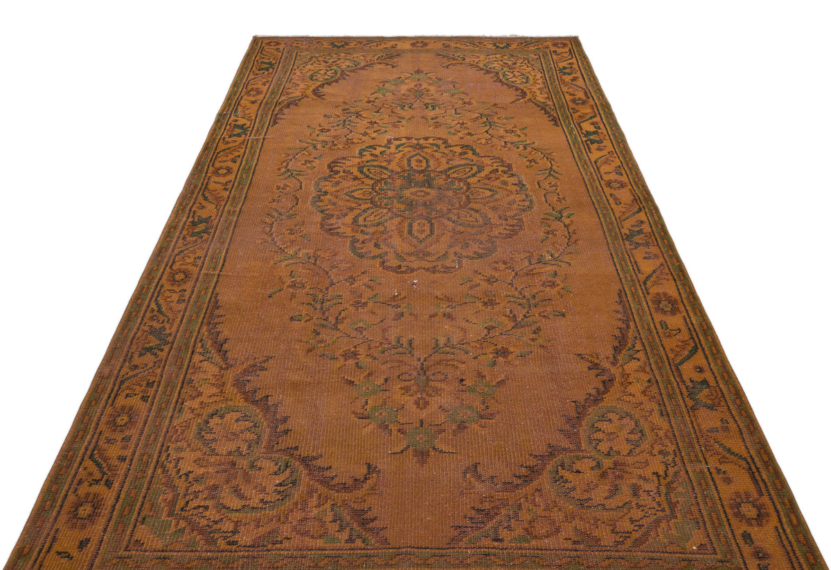 Brown Over Dyed Vintage Rug 5&#39;3&#39;&#39; x 9&#39;4&#39;&#39; ft 160 x 285 cm