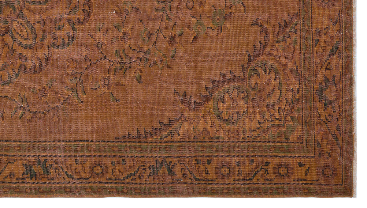 Brown Over Dyed Vintage Rug 5&#39;3&#39;&#39; x 9&#39;4&#39;&#39; ft 160 x 285 cm