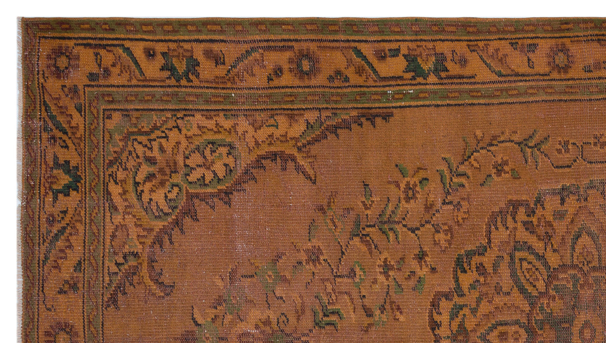 Brown Over Dyed Vintage Rug 5&#39;3&#39;&#39; x 9&#39;4&#39;&#39; ft 160 x 285 cm