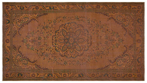 Brown Over Dyed Vintage Rug 5'3'' x 9'4'' ft 160 x 285 cm