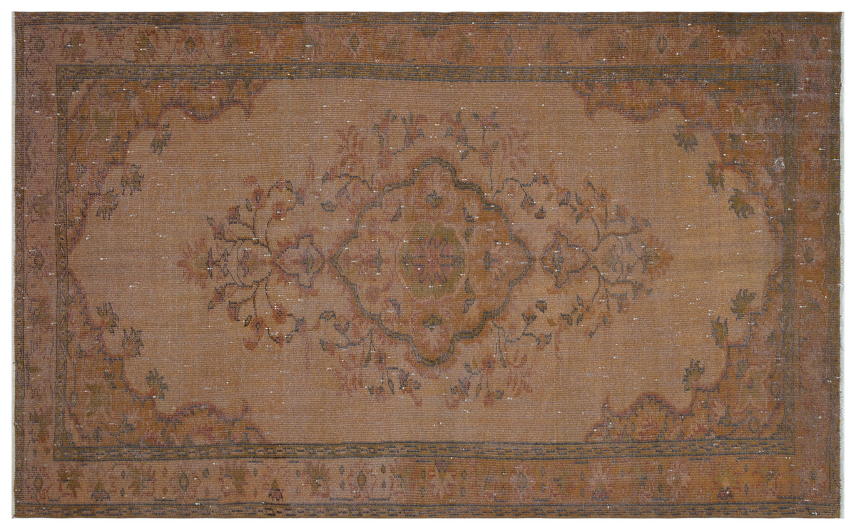 Brown Over Dyed Vintage Rug 5&#39;9&#39;&#39; x 9&#39;7&#39;&#39; ft 176 x 293 cm