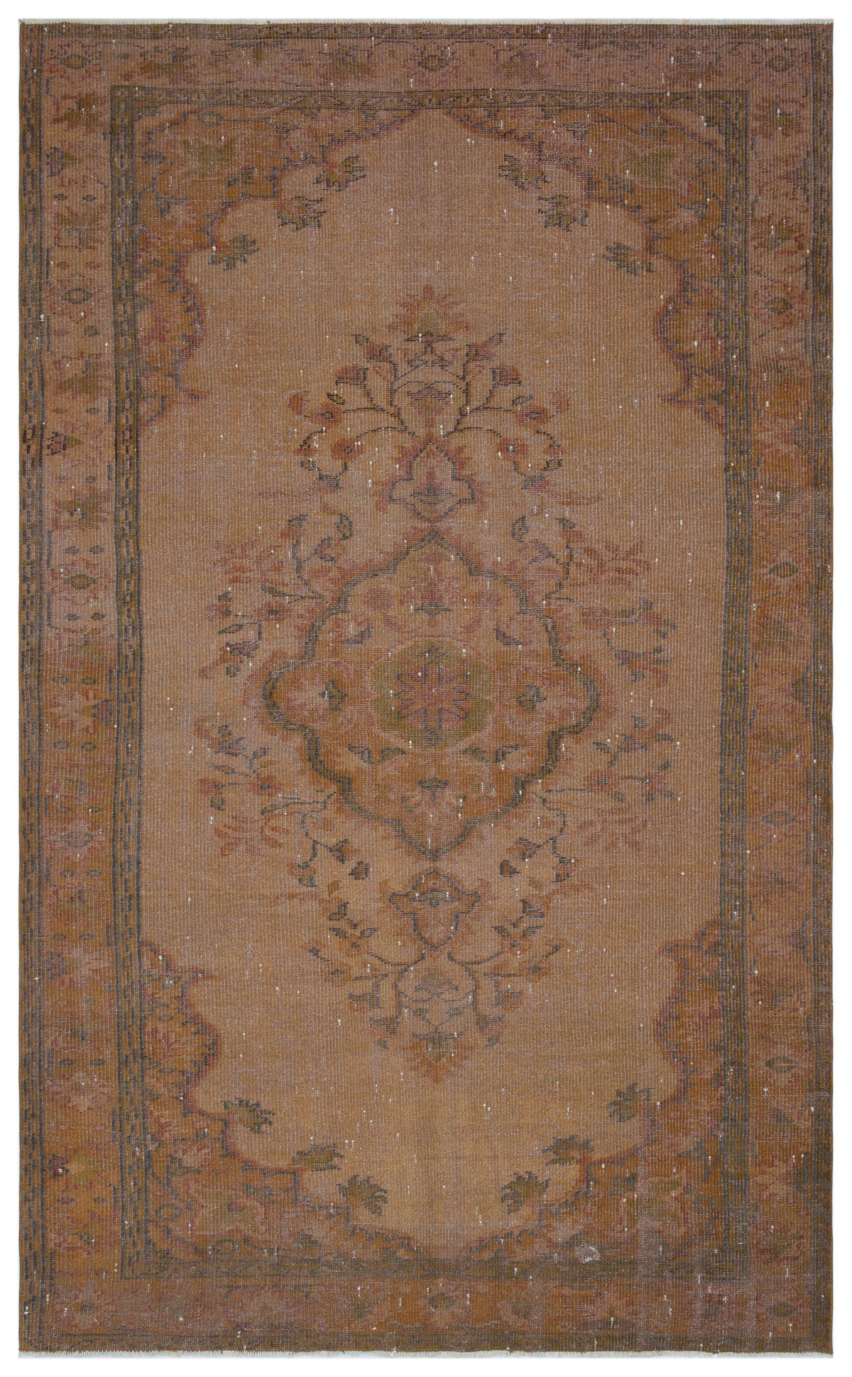 Brown Over Dyed Vintage Rug 5&#39;9&#39;&#39; x 9&#39;7&#39;&#39; ft 176 x 293 cm