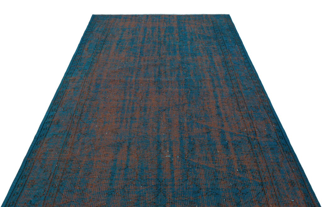 Turquoise  Over Dyed Vintage Rug 5'4'' x 8'6'' ft 163 x 260 cm