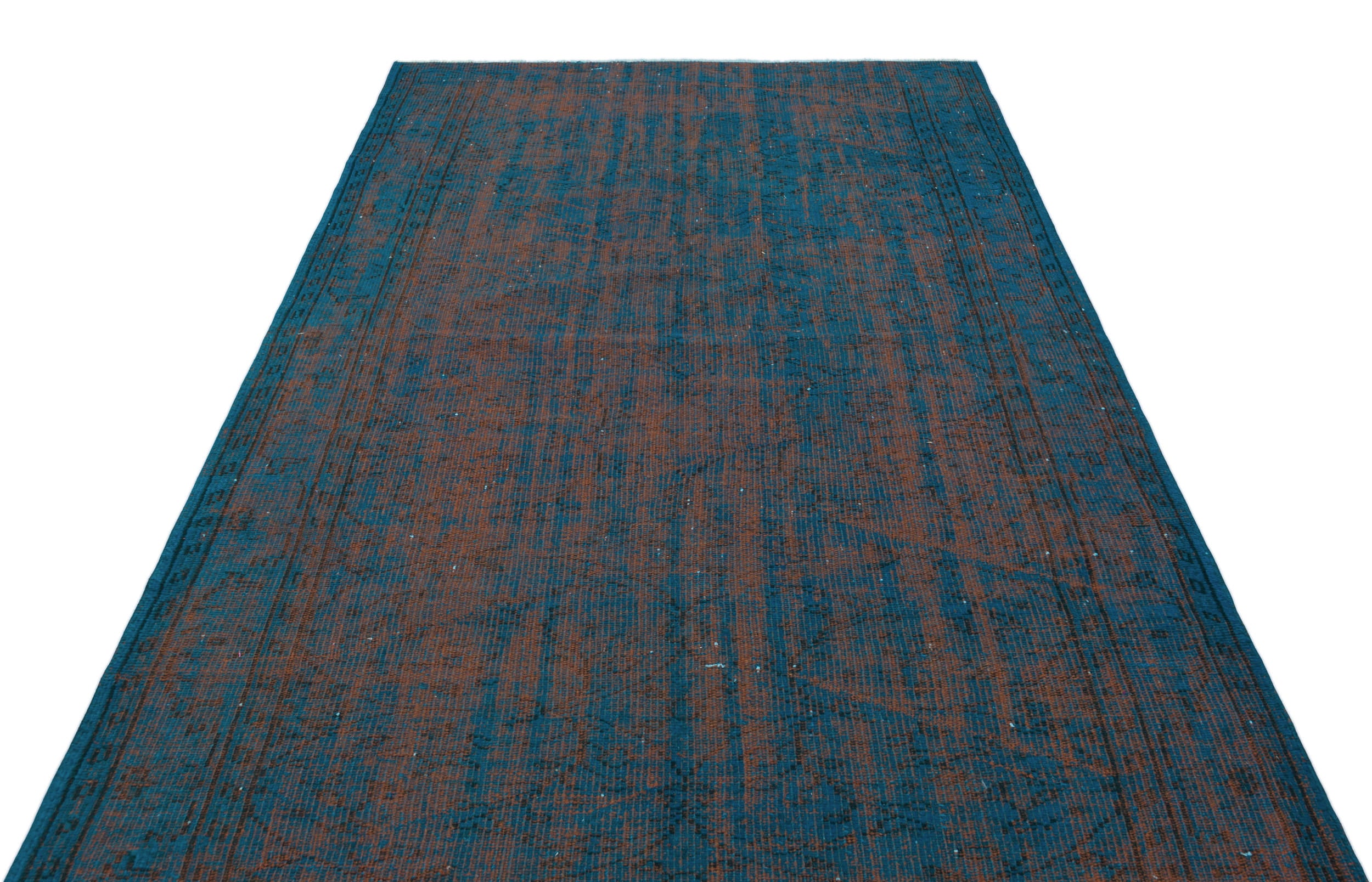 Turquoise  Over Dyed Vintage Rug 5'4'' x 8'6'' ft 163 x 260 cm