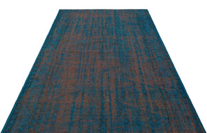 Turquoise  Over Dyed Vintage Rug 5'4'' x 8'6'' ft 163 x 260 cm