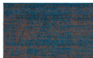 Turquoise  Over Dyed Vintage Rug 5'4'' x 8'6'' ft 163 x 260 cm