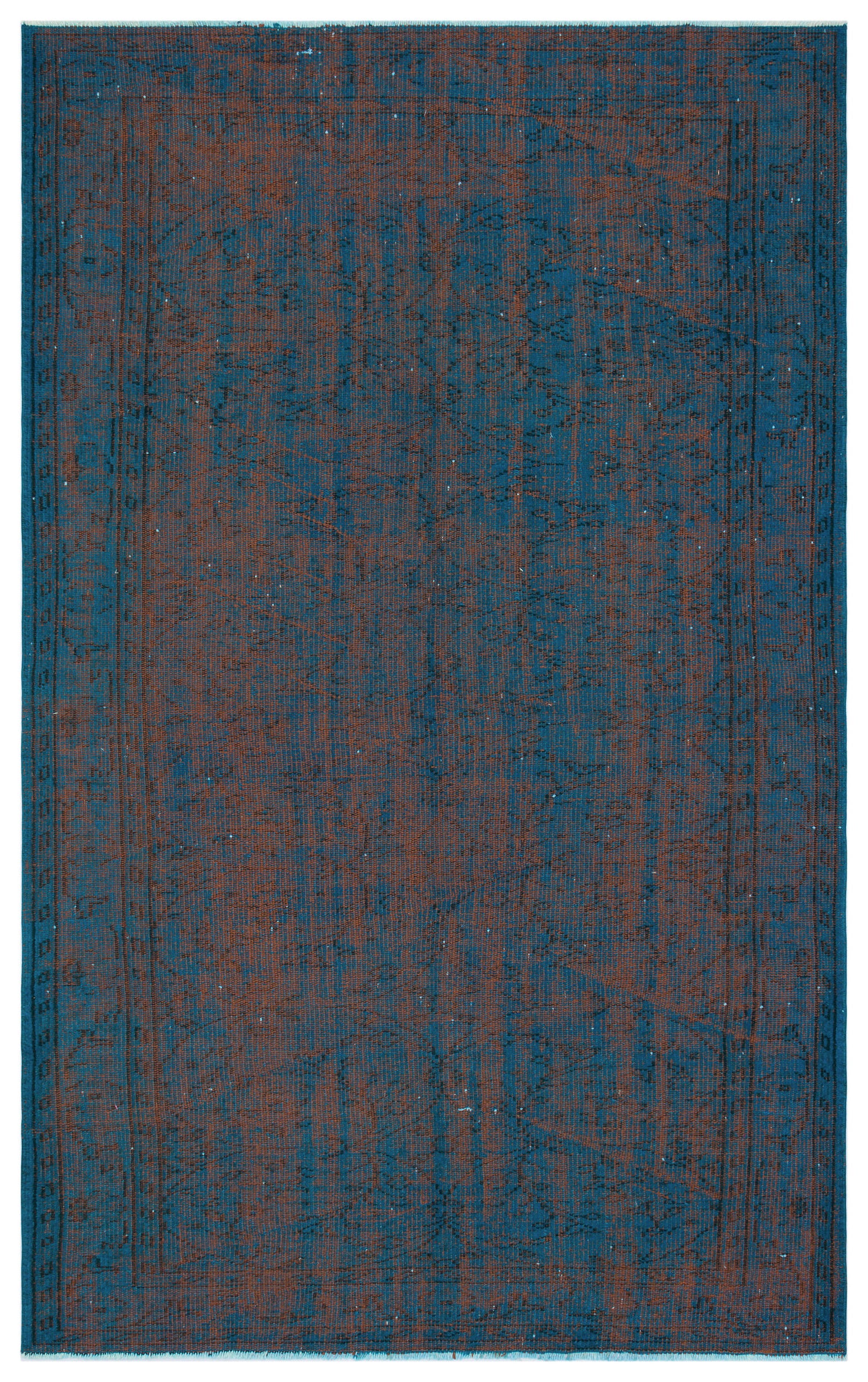 Turquoise  Over Dyed Vintage Rug 5'4'' x 8'6'' ft 163 x 260 cm