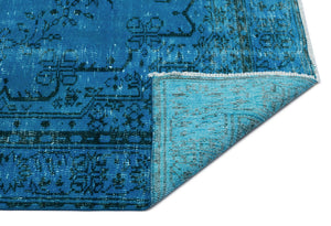 Turquoise  Over Dyed Vintage Rug 5'3'' x 8'12'' ft 161 x 274 cm