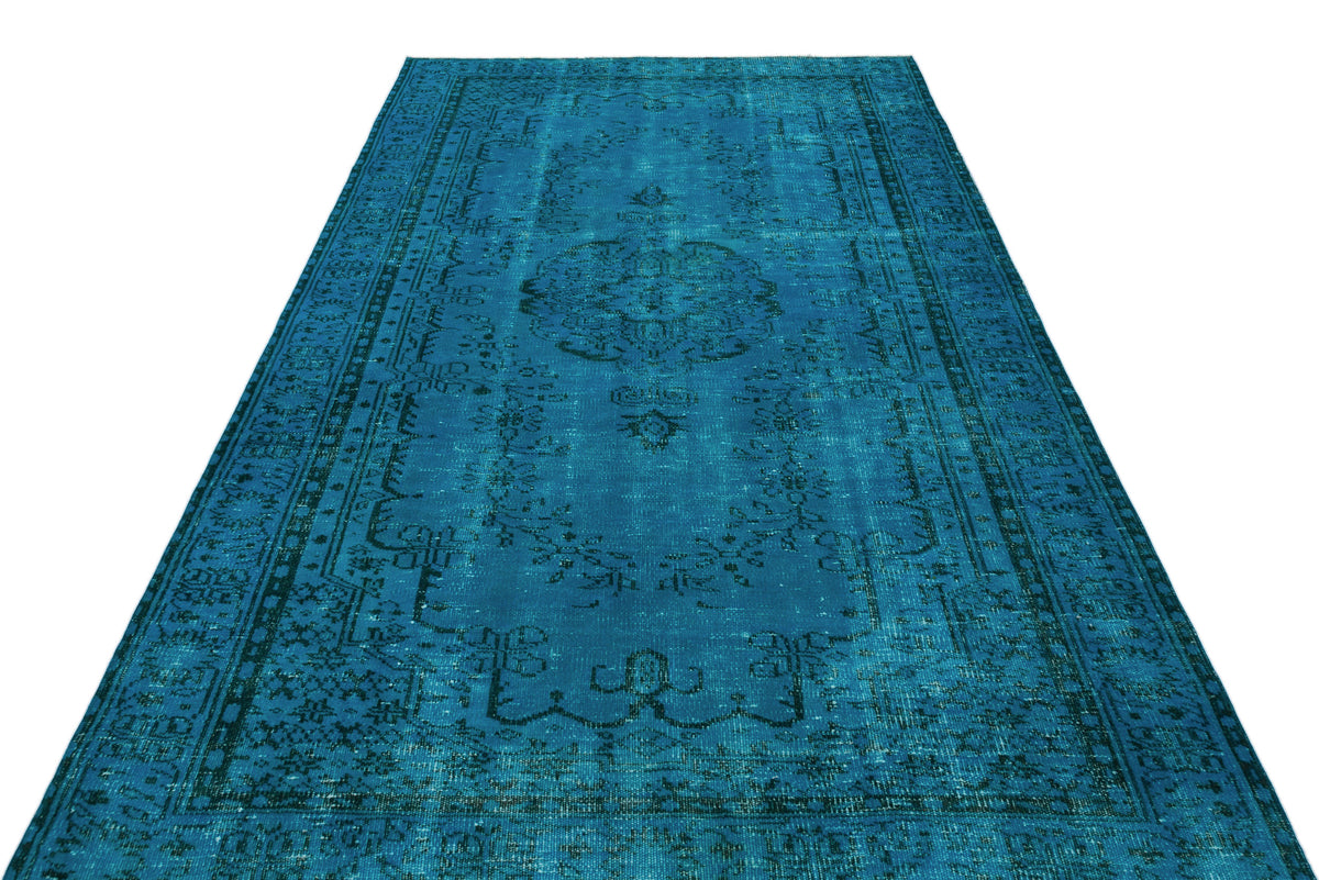 Turquoise  Over Dyed Vintage Rug 5&#39;3&#39;&#39; x 8&#39;12&#39;&#39; ft 161 x 274 cm