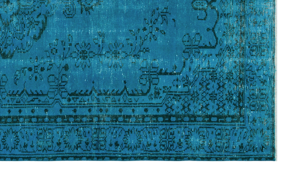 Turquoise  Over Dyed Vintage Rug 5&#39;3&#39;&#39; x 8&#39;12&#39;&#39; ft 161 x 274 cm