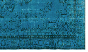 Turquoise  Over Dyed Vintage Rug 5'3'' x 8'12'' ft 161 x 274 cm
