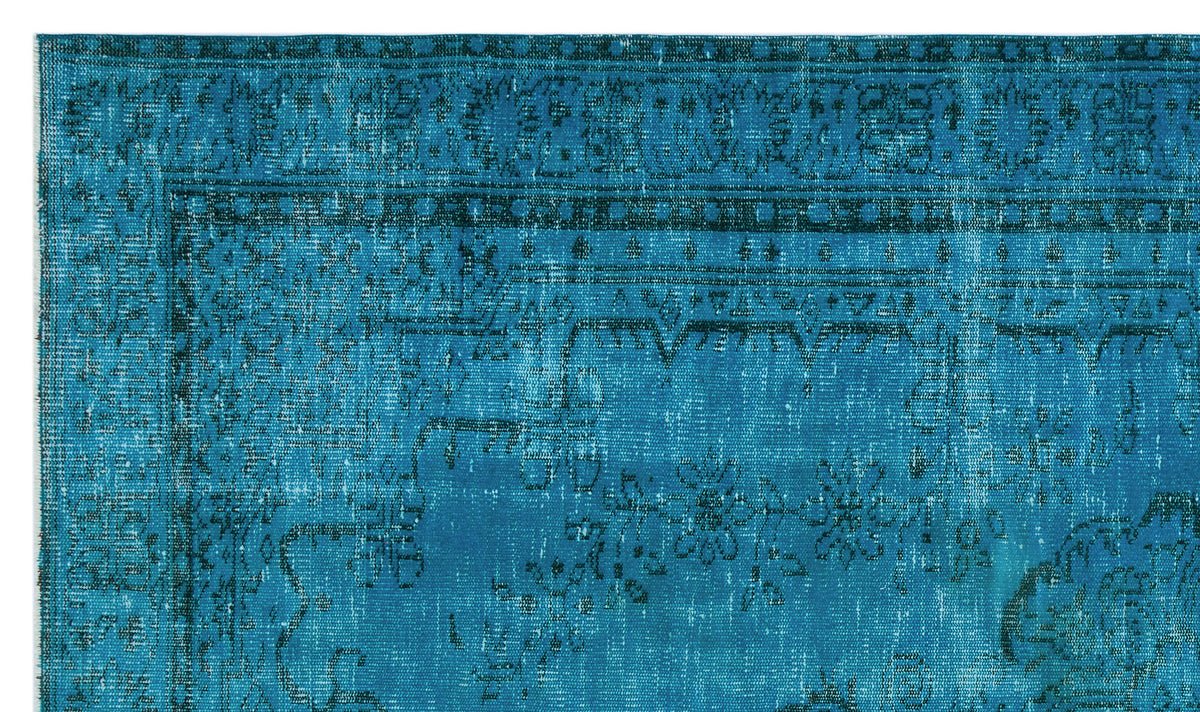 Turquoise  Over Dyed Vintage Rug 5&#39;3&#39;&#39; x 8&#39;12&#39;&#39; ft 161 x 274 cm