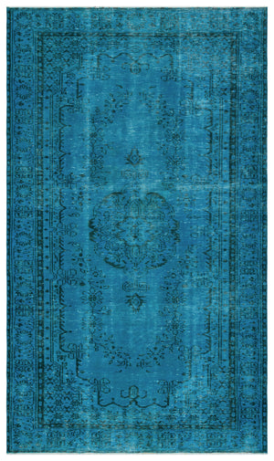 Turquoise  Over Dyed Vintage Rug 5'3'' x 8'12'' ft 161 x 274 cm