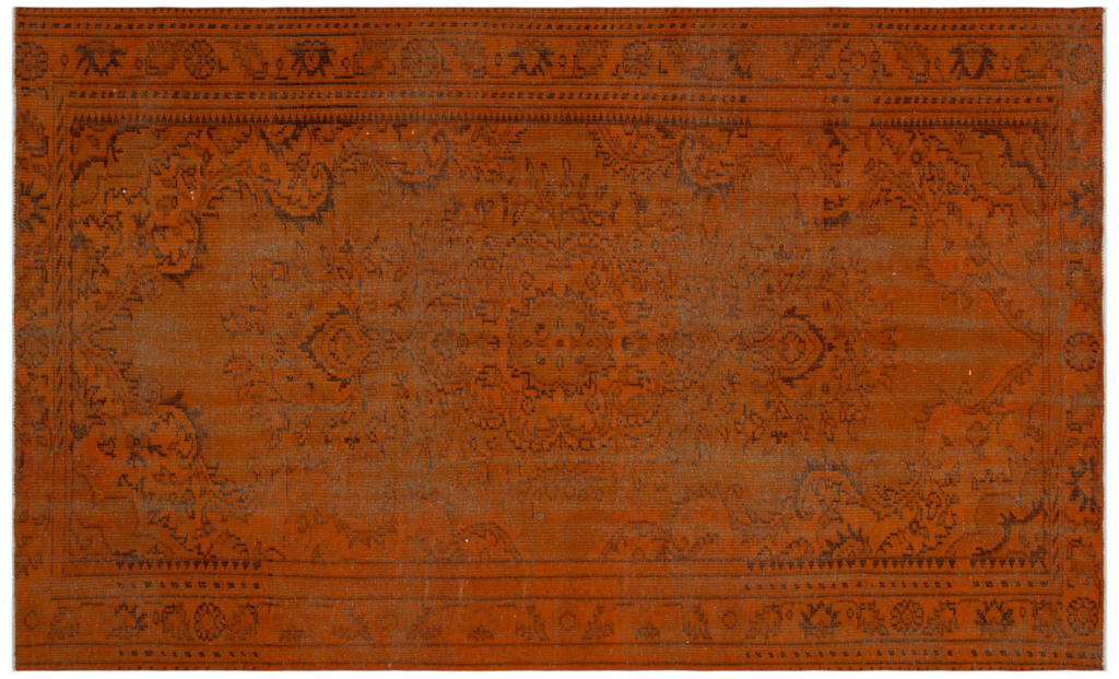 Traditional Design Bronze Over Dyed Vintage Rug 5'8'' x 9'2'' ft 172 x 280 cm