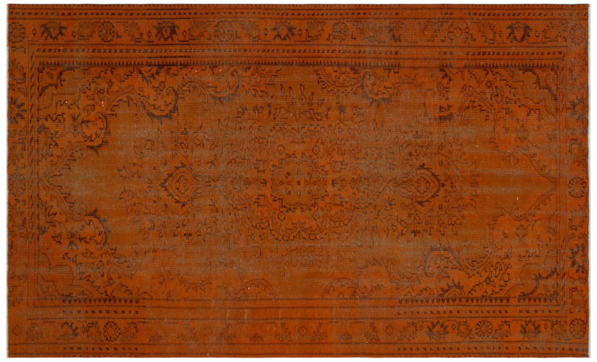 Traditional Design Bronze Over Dyed Vintage Rug 5&#39;8&#39;&#39; x 9&#39;2&#39;&#39; ft 172 x 280 cm