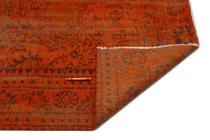 Brown Over Dyed Vintage Rug 5'8'' x 9'2'' ft 172 x 280 cm
