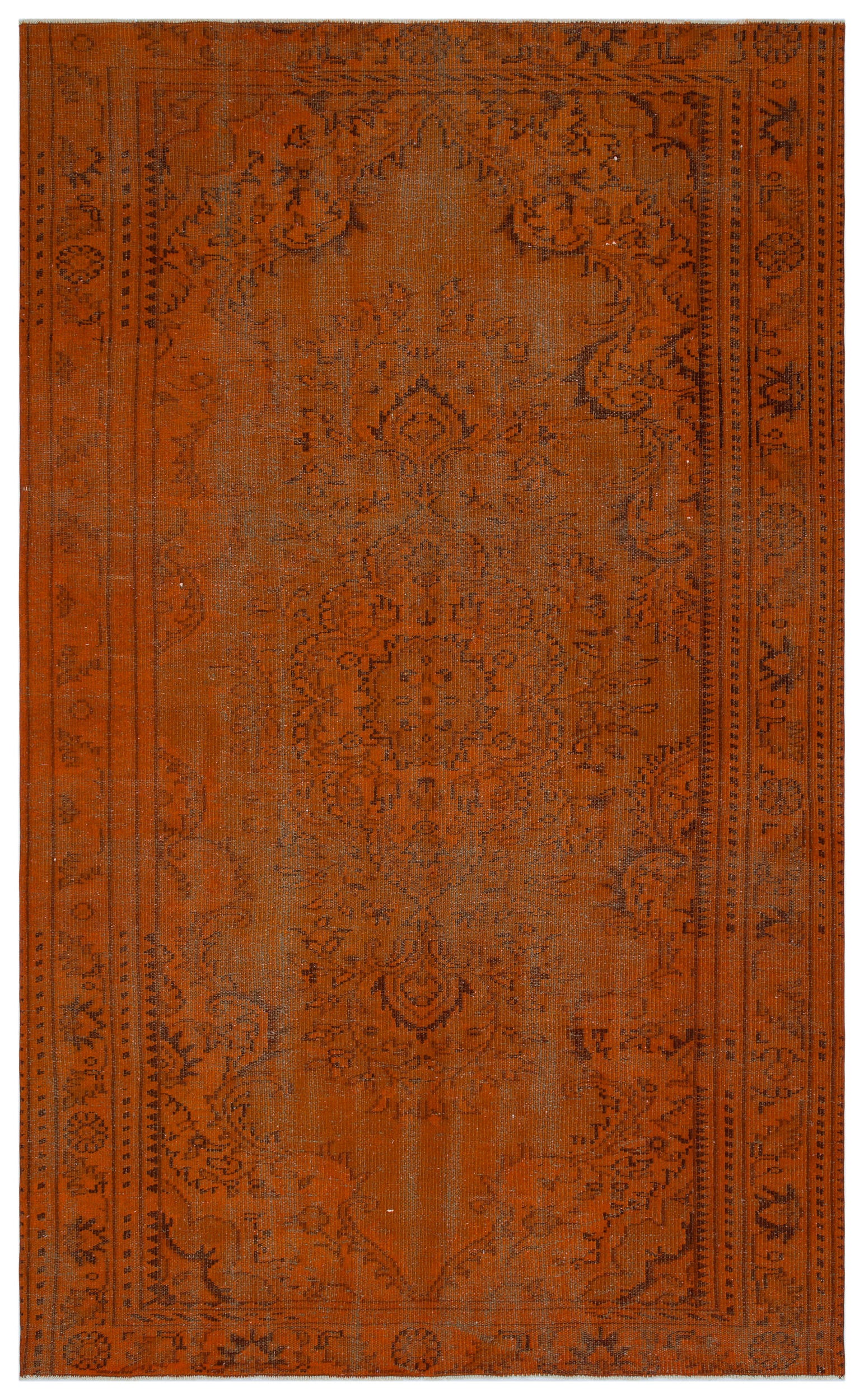 Brown Over Dyed Vintage Rug 5'8'' x 9'2'' ft 172 x 280 cm